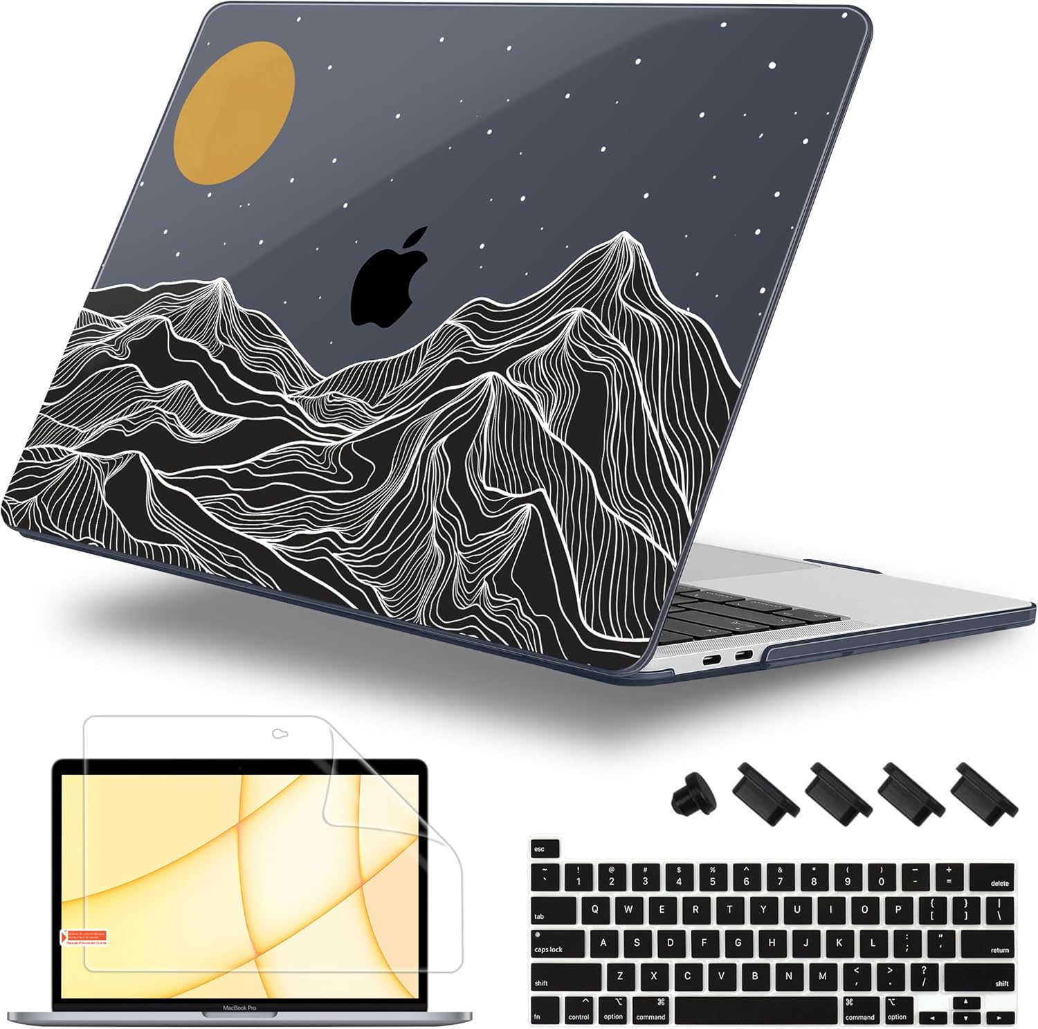 Case for MacBook Pro 13 inch with/Without Touch Bar (2016-2022, M2 A2338 M1 A2289 A2251 A2159 A1989 A1706 A1708), Hard Shell + Keyboard Cover + Dust Plug, Mountain