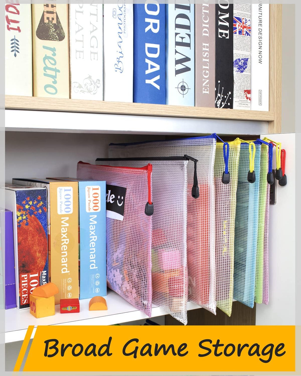 SUNEE Mesh Zipper Pouch 9x13 in (10 Colors, 30 Packs), Mesh Bags with Zipper for School Office Supplies, Puzzles & Games, Travel Accessories, Waterproof Zipper Pouches for Organizing