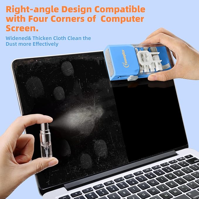 Laptop Cleaning Kit, Keyboard Cleaning Kit with Spray and Wipe, Keyboard Cleaner for MacBook iPad Tablet iPhone Computer Camera Lens Airpods Earbuds, Mutitool Brush for Electronic Screen