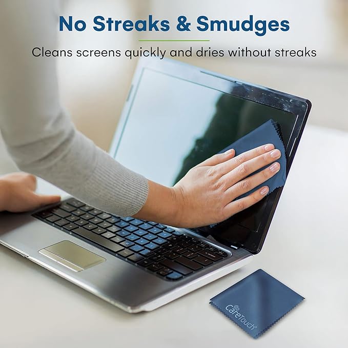 Care Touch Eyeglass Cleaning Cloth - 12 Pack of Microfiber Cleaning Cloth for Glasses, Lenses, Phones and Screens - Large, Lint-Free, Reusable and Scratch-Free - 6 x 7 Inches - Navy