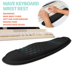 2-in-1 Ergonomic Set, Wave Rise Keyboard Wrist Rest and Massage Bulge Slope Mouse Pad Wrist Support, Cushion Memory Foam Integrated to Relieve Wrist Pain, Black