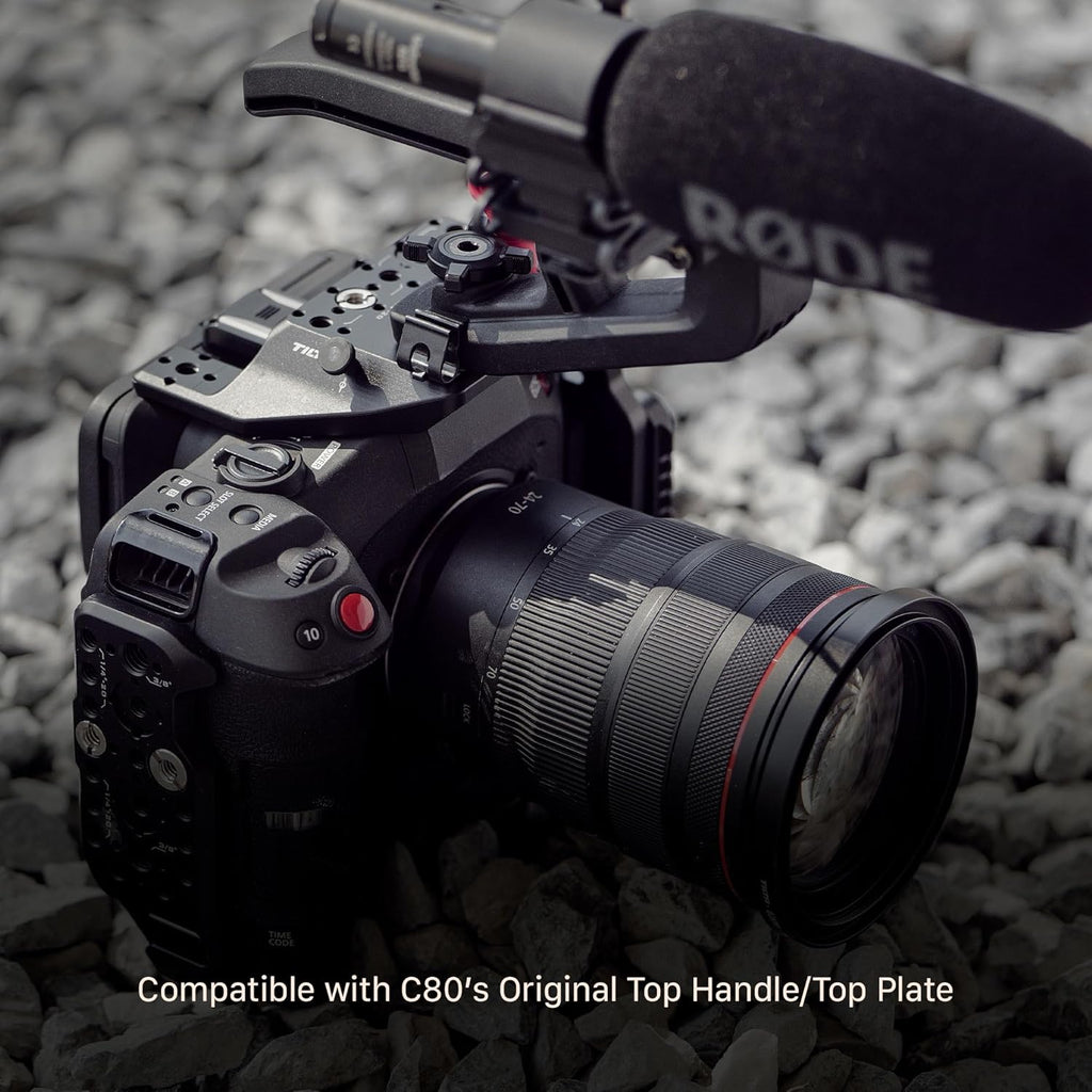 Tilta Camera Cage Compatible with Canon C80 Base Kit | Includes Top Plate, Side Arms, Bottom Plate, NATO Rail, HDMI Clamp & Cold Shoe Receiver | Custom Fit for C80 Body
