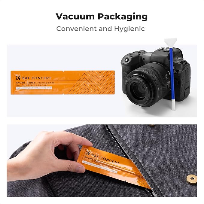 K&F Concept 2-1 24mm Full Frame Sensor Cleaning Swab & Viewfinder Cleaning Swab, DSLR SLR Digital Camera CMOS and CCD Sensor Cleaning Swab Kits for Nikon Sony Canon Camera Clean