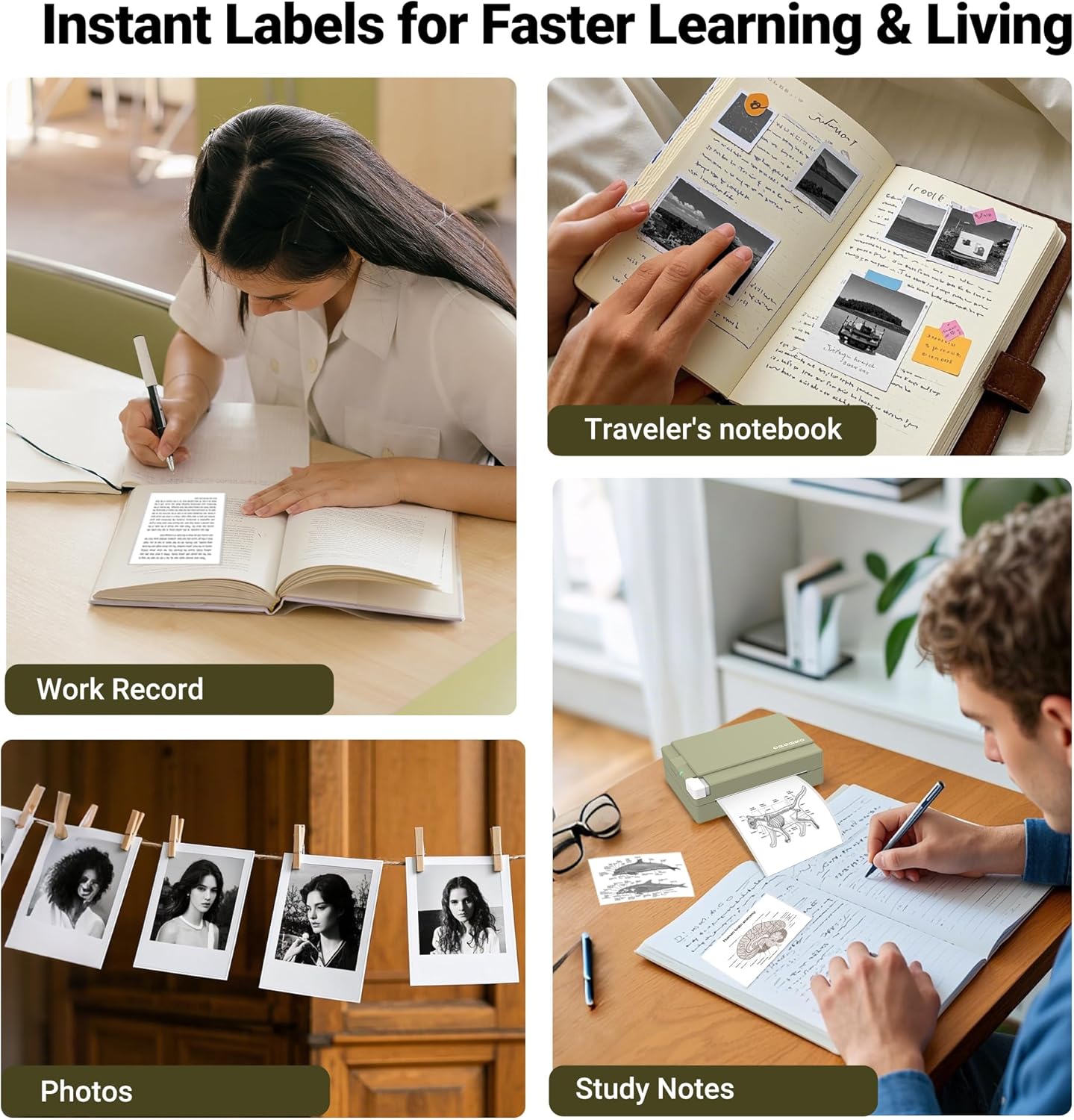 ORGBRO Sticker Printer Machine, X3 Mini Printer Print Pods Portable Thermal Inkless Sticker Maker, 3-Inch 300 DPI Bluetooth Pocket Printers for Smartphones, Notes, Journal, Photos, DIY, Kids Gift