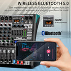 Audio Mixer, TKLBLS Professional 8 Channel DJ Mixer Board with 99-Bit DSP, Sound Board Mixing Console 7-Band EQ Output, USB Audio Interface, Bluetooth 48V Phantom Power For Karaoke Studio Streaming