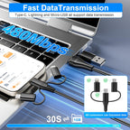 Coiled Multi Charging Cable - USB C Lightning Micro USB Cable 5 in 1 for Apple Carplay & Android Auto [MFi & PD60W & Data Sync] Coiled USB C Cable for iPhone 17 16 15 14 13 12 X Android Samsung Laptop