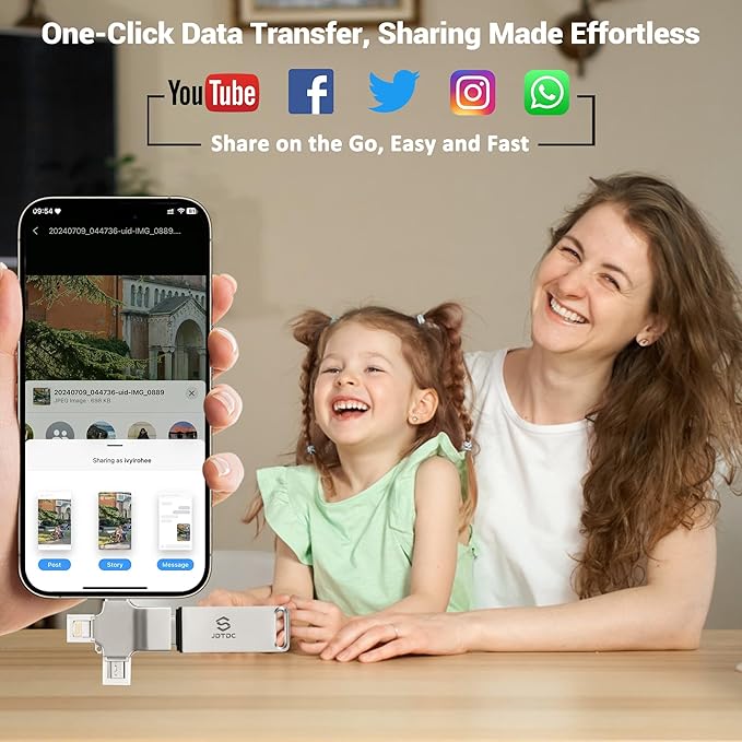 Photo-Stick-Flash-Drive 256GB Auto Photo-Backup-Storage for All Device Secure Photo & Video Backup Memory-Stick-iPhone-Thumb-Drive Picture-Transfer-Device for iPhone-External-Storage Easy-Photo-Saver