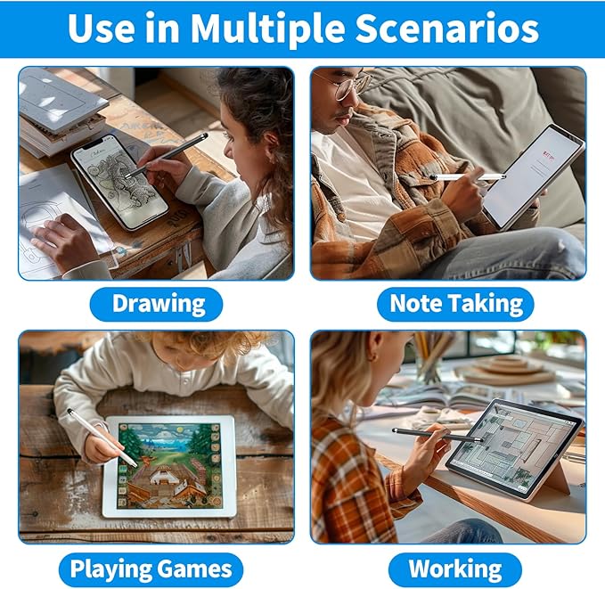 10 PCS Stylus,Stylus Pen for Touchscreen,Stylus 2-in-1 High Sensitivity & Precision Suitable for All Touch Screens of iPhone/ipad/Android Tablets(10 Stylus Pen Withe/Black + 20 Tips)