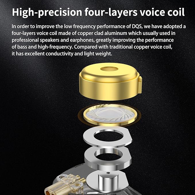 KZ DQS Wired Earbuds Dynamic Driver in Ear Monitor Headphone Semi-Open HiFi Bass Earphone 2pin 3.5mm Gaming Earbuds (Without Mic)