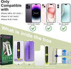 (2-Pack Anti Blue Light Matte Screen Protector for iPhone 14 Pro/15/16 (6.1-Inch),9H Tempered Glass,Anti-Glare,Full Coverage,Anti-Fingerprint,Auto Dust Removal,Bubble-Free