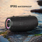 ZEALOT 80W Portable Bluetooth Speaker, Stereo Sound with Deep Bass,IPX6 Waterproof, LED Light,Bluetooth 5.2, Indoor/Outdoor Speaker for Party, Gathering, Pool, Camping,Travel (Black)