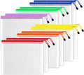 SUNEE Plastic Mesh Zipper Pouch 9x13 in (6 Colors, 12 Packs),Extra Large Water-Resistant Zip Bag for School Office Supplies, Puzzles & Games Organizing Storage