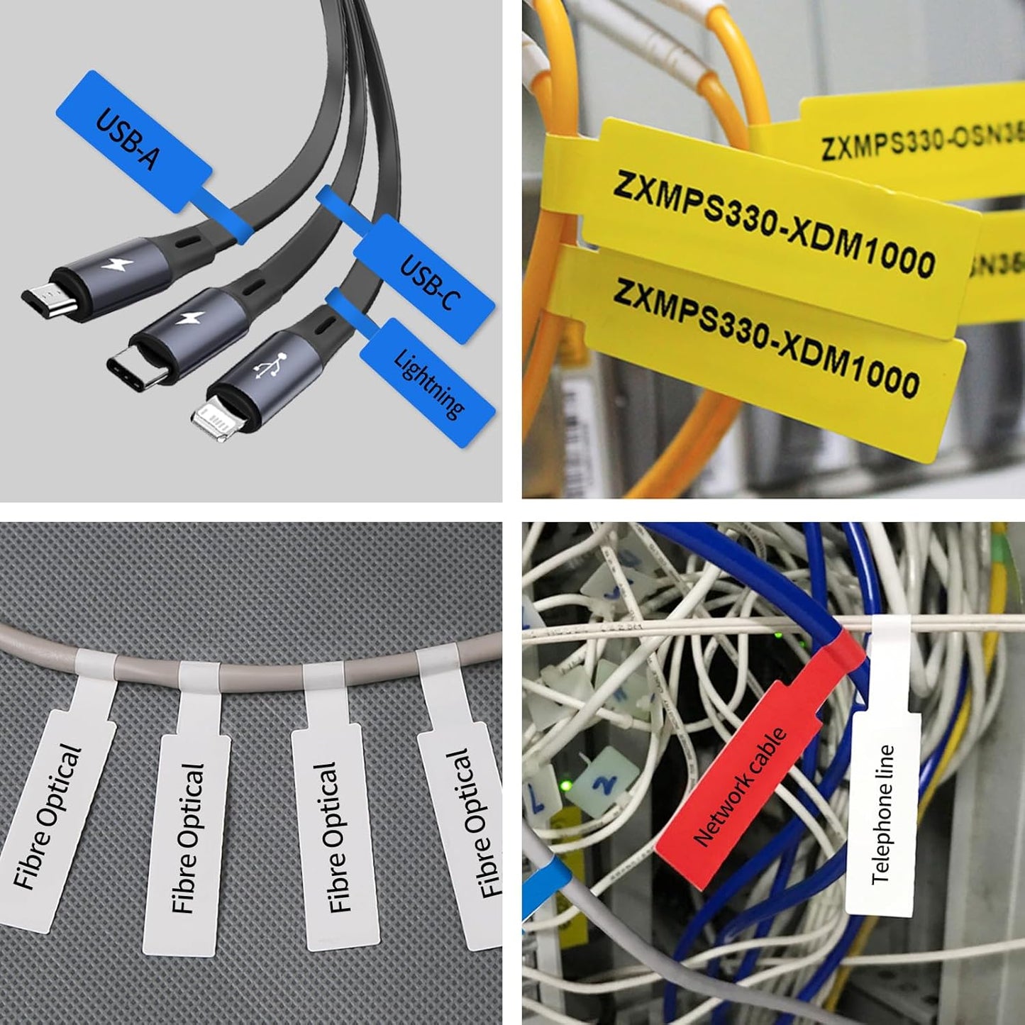 100 Pcs Cable Labels - Waterproof Wire Cord Labels, Tear Resistant Wire Label, Self Adhesive Cord Organizing Label, for Cable Management, Compatible with PUQU AQ20 Label Makers(Yellow) 25x78mm