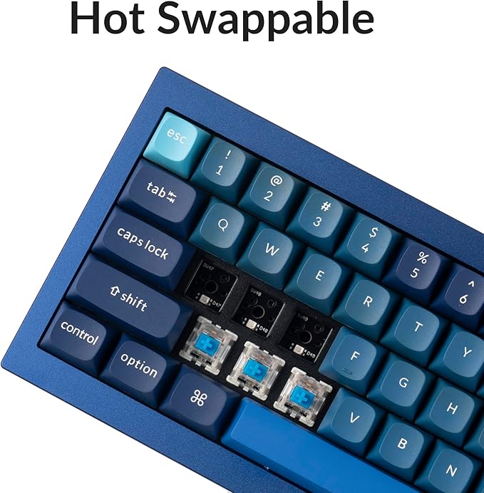 Keychron Q4 Wired Custom Mechanical Keyboard, 60% Layout QMK/VIA Programmable Macro with Hot-swappable Gateron G Pro Blue Switch Double Gasket Compatible with Mac Windows Linux(Navy Blue)