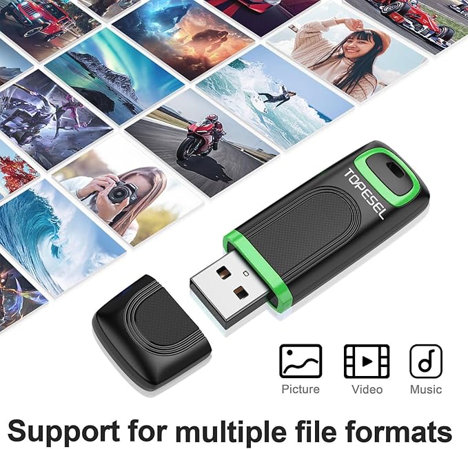 TOPESEL 64GB Flash Drive 5 Pack, USB 2.0 Thumb Drives High Speed Memory Stick Jump Drive Zip Drive for Data Storage and Backup (Five Mixed Colors: Red Blue Cyan Orange Green)