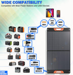 100W Portable Solar Panels for Power Station, 100 Watt ETFE Monocrystalline Foldable 20V DC Output Solar Panel Charger, 24% High Efficiency, QC3.0 USB-A & Type-C Output for Outdoor Camping RV Blackout