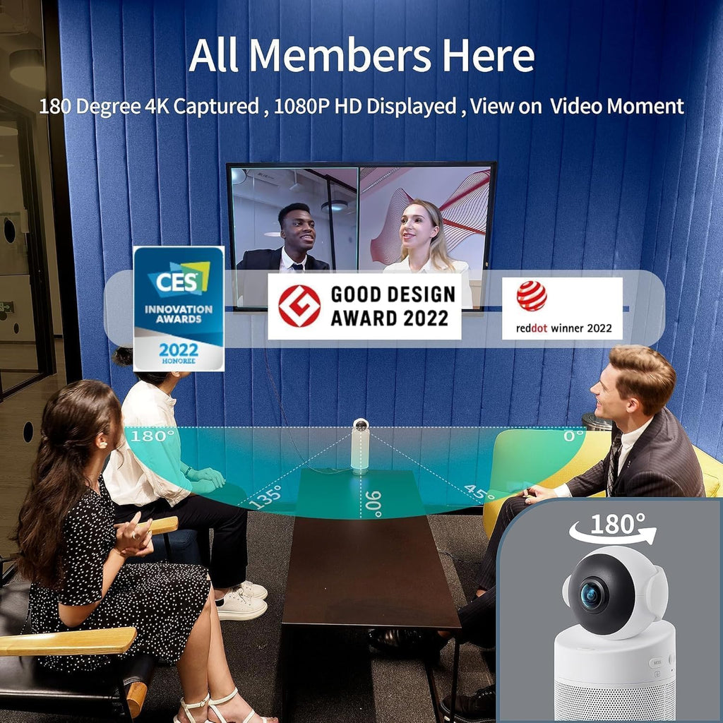 KanDao Meeting S - 180° Standalone Video Conferencing Camera, Microphone & Speaker Video Audio 4-in-one Meeting Camera, AI Smart Framing & Tracking, Hybrid Meeting Room Conference System, Zooming