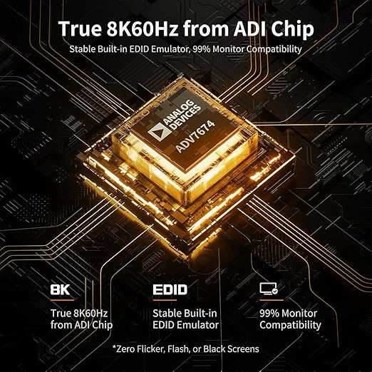 TESmart 8K@60Hz HDMI KVM Switch 2 Computers 1 Monitor, USB 3.0 HDMI KVM Switch 2 Ports 4K@144Hz, Support EDID, Gigabit Network, Hotkey Switch, Audio & Mic with All Input Cables