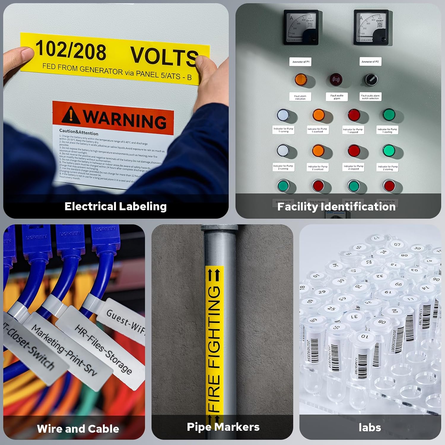 Makeid D50 Industrial Label Printer, Desktop Label Maker 2" Print Head, Mobile APP & PC Editor Compatible, 2600mAh Li-ion Battery, Come with 1.97" W x 26.24ft L Label Heavy-Duty Labeler for Job Sites