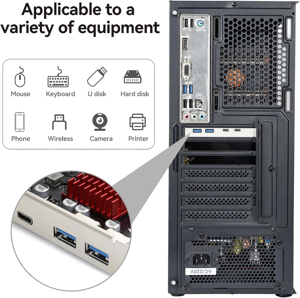 ELUTENG 4 Ports USB 3.1 PCIE Expansion Card (2 USB-A & 2 Type-C Ports) Superspeed PCI Express Expansion Card USB Card for Desktop PC Support Windows 11/10/8/7/XP/Vista, Self-Powered Supply