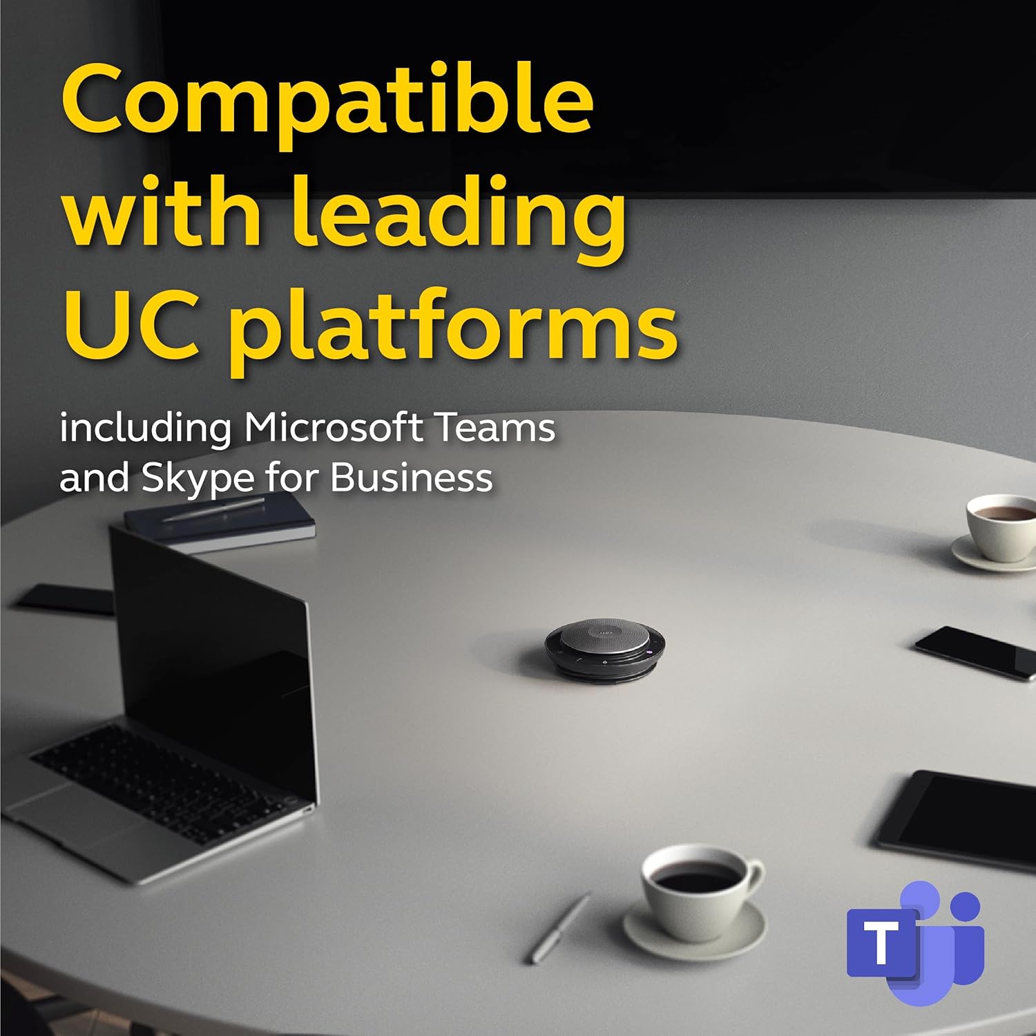 Jabra Speak 750 MS Wireless Bluetooth Speakerphone with Link 370 USB Adapter – Portable Conference Speaker for Holding Meetings Anywhere with Premium Audio - Certified for Microsoft Teams