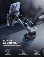 Lamicall Car Phone Holder Mount [3-in-1 Military-Grade Suction Cup] 360° Rotation Phone Holders for Your Car [Metal Hook] Cell Phone Car Mount Dashboard Vent Windshield Smartphone LeatherGrain