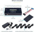 StarTech.com 1:1 Standalone Hard Drive Duplicator and Eraser, SAS/SATA HDD/SSD Cloner/Copier, Hard Drive Duplicator/Sanitizer, Harddisk/Harddrive Wiper, LCD, Toolless, TAA Compliant (SATSASDUPE11)