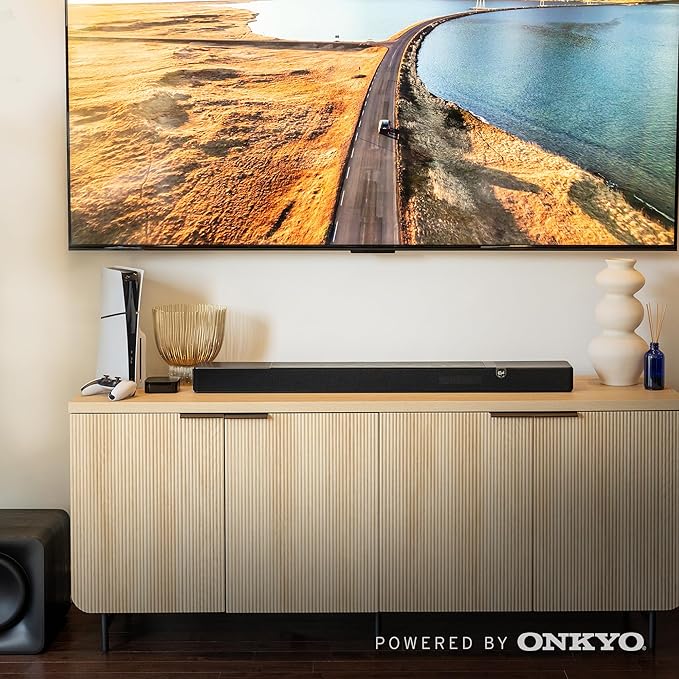 Klipsch Flexus Sound System: CORE 200 3.1.2 Sound Bar, 10" SUB 100 Subwoofer and SURR 100 Surround Sound Speakers, Powered by Onkyo with Bluetooth, Dolby Atmos and Custom Tuned Bass - Black
