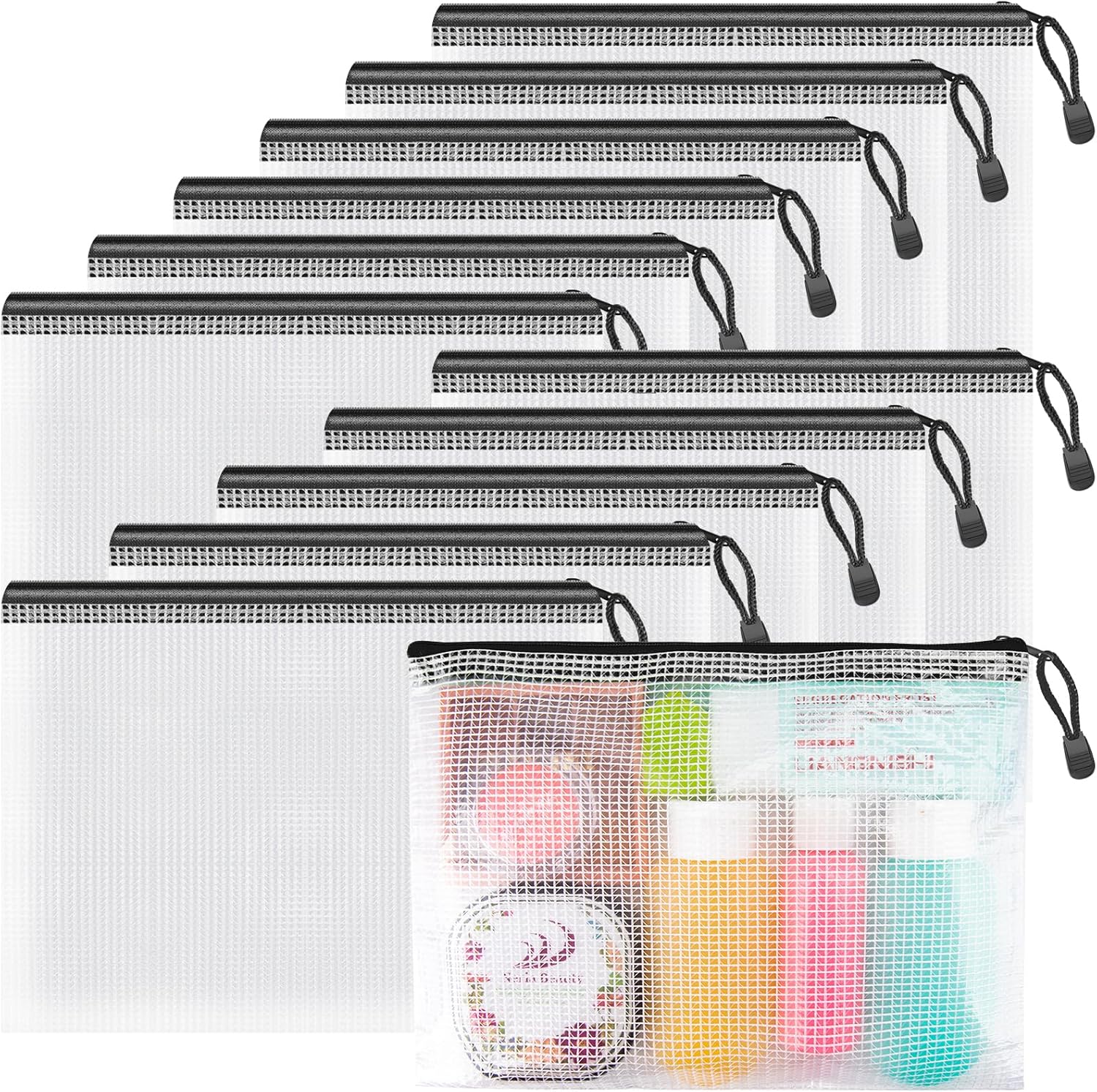 Umriox Small Zipper Pouch, 9.5x7.1 in (Black, 12 Packs), Zipper Bags with Zipper for Office Supplies Travel Accessories