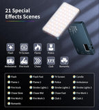 Selfie Light, 96 LED Phone Light with Metal Hotshoe & Clip, 1500mAh Rechargeable 360° Full Color 21 Scenes RGB Video Light for Phones, iPhone, Laptops, Cameras, Selfie, Video Conference, TikTok