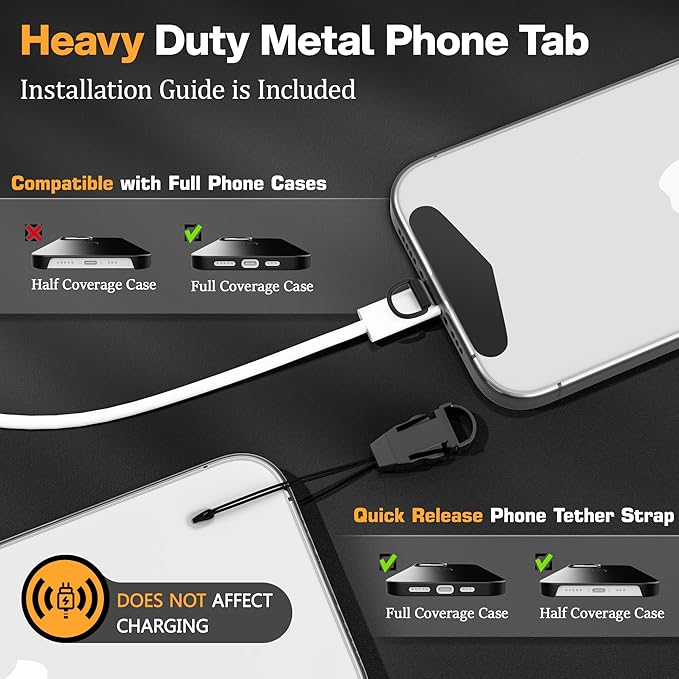 Kaptron Adjustable Phone Wrist Strap - Universal Cell Phone Lanyard Wrist Strap with Lanyard Patches