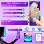 [2+2 Pack] Lesakit Anti-Blue Light Privacy Screen Protector for Samsung Galaxy S21 Ultra 6.8 inch with 2 Pack Camera Lens Protector, [Support Fingerprint ID] Anti Spy TPU Flexible Screen Protector- Purple