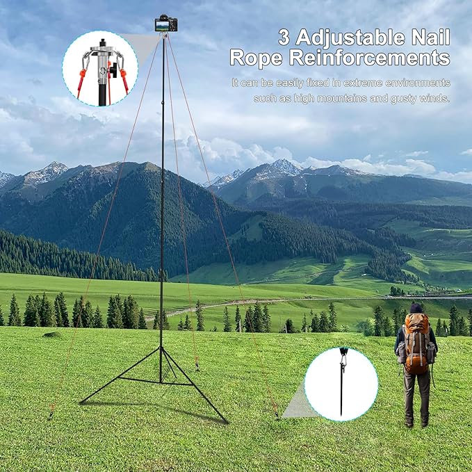20FT/6M Tripod Stand - Heavy Duty Tripod Stand - Tall Tripods Air-Cushioned Telescoping Light Stand for Photography Overhead Shots, Sports(Aluminum Alloy)