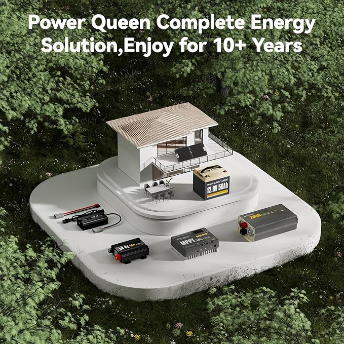 Power Queen 12V 50Ah LiFePO4 Lithium Battery, Portable Deep Cycle Lithiumn Battery with 640Wh Energy, 50A BMS,15000+ Cycles for 12V Trolling Motor, Kayak Marine, RV Camping