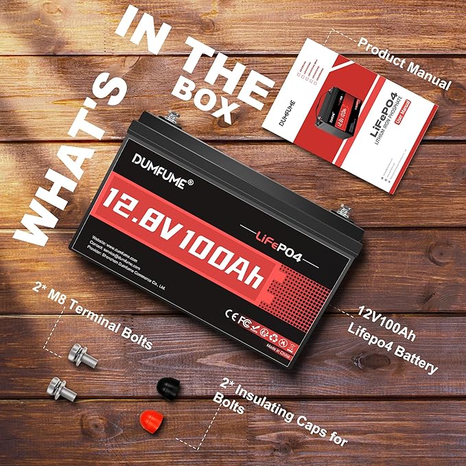 2 pack 12V 100Ah LiFePO4 Lithium Battery Built-in 100A BMS, 6000+ Cycles, 1280Wh, High Energy Density, Ideal for RVs, Boats, and Off-Grid Applications