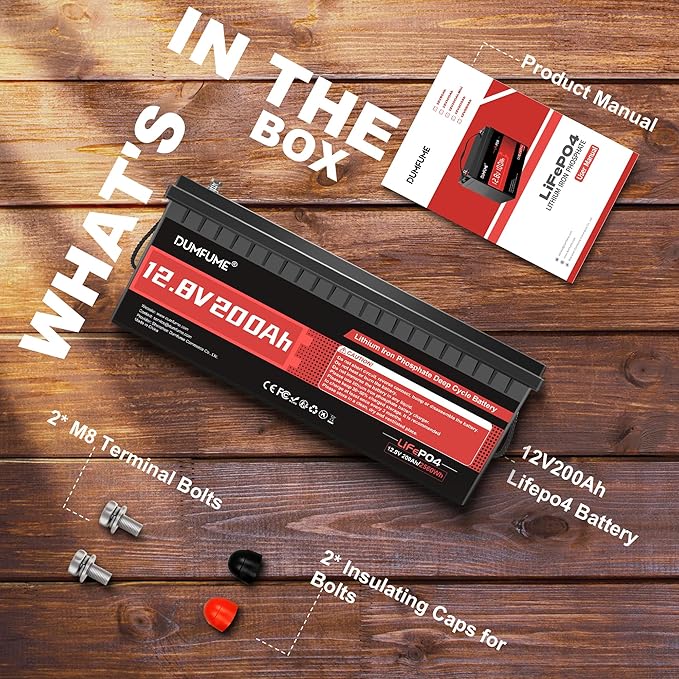 12V 200Ah LiFePO4 Lithium Battery,2560Wh Capacity,Built-in 200A BMS, 15000+ Cycles,10-Year Lifespan, Ideal for RV, Solar Energy Storage,Trolling Motor and Off-Grid Camping