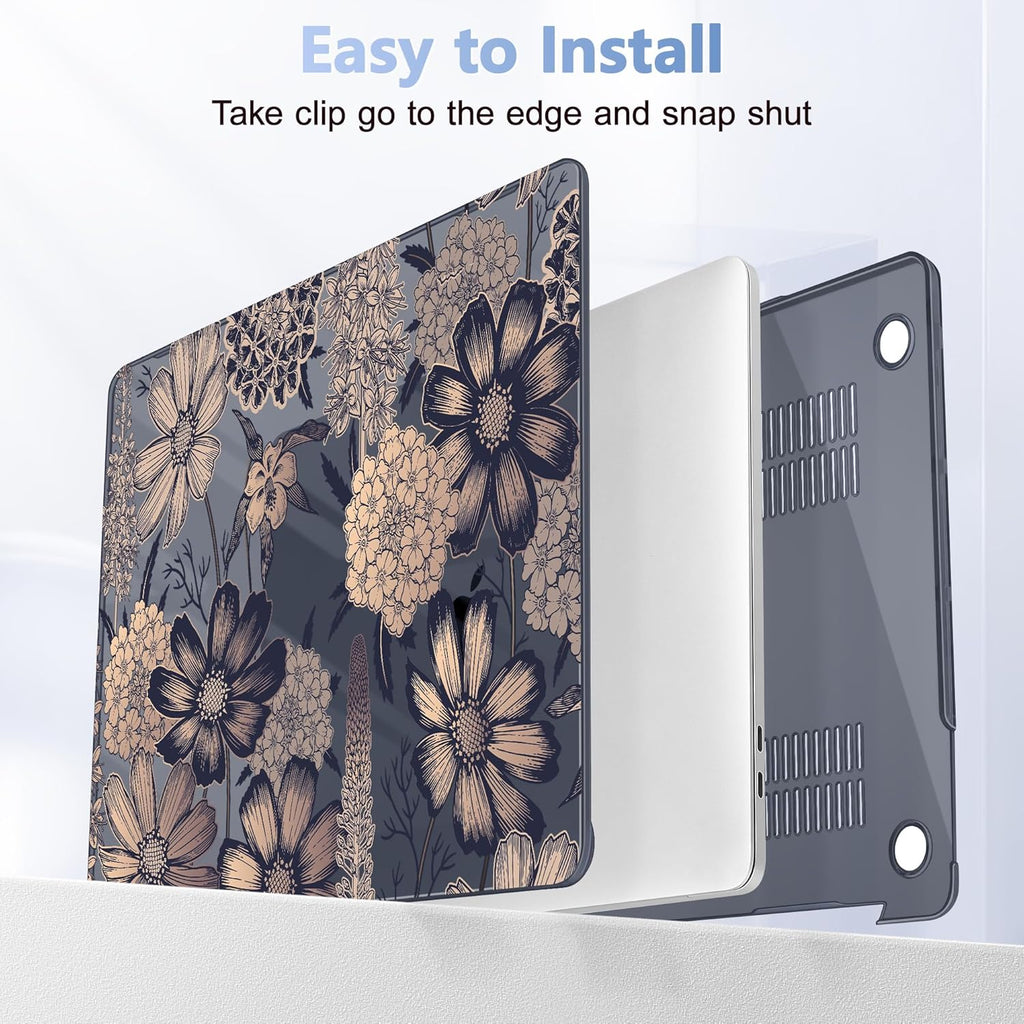 Case for MacBook Pro 13 inch with/Without Touch Bar (2016-2022, M2 A2338 M1 A2289 A2251 A2159 A1989 A1706 A1708), Hard Shell + Keyboard Cover + Dust Plug - Spring Floral