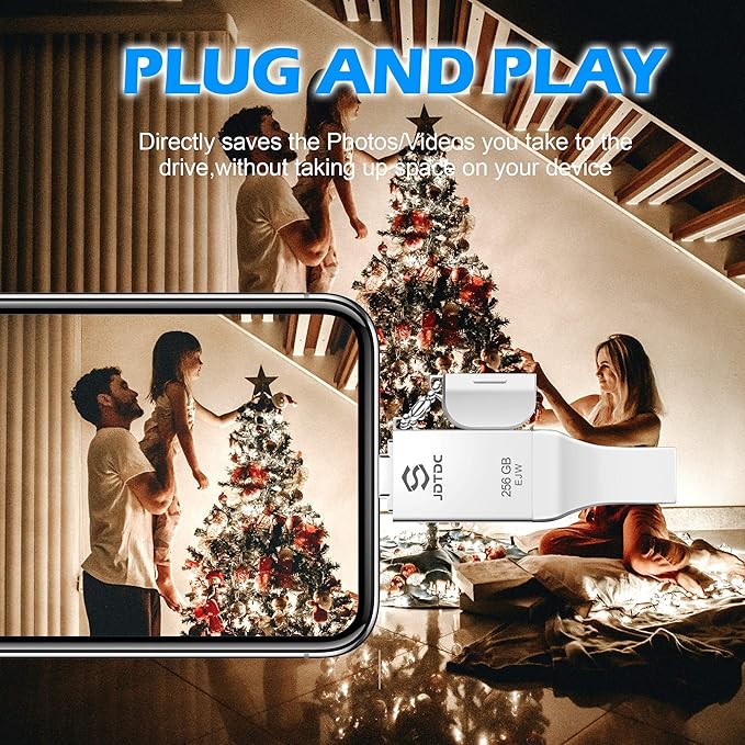 256GB Apple MFi Certified iPhone-Photo-Stick, 3 in 1 USB C Photo-Stick-for-iPhone-USB-Flash-Drive iPhone Memory-Stick Thumb Drives iPhone Backup Memory Stick for iPhone 16 15 14 13 12 iPad Android PC