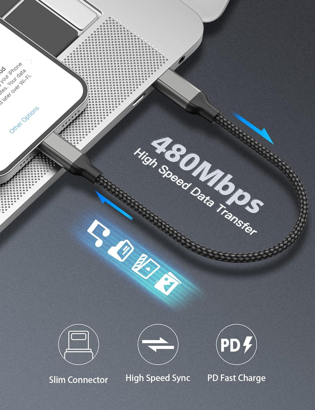 1ft USB C to Lightning Cable Short, [Apple MFi Certified] 2Pack USB C iPhone Charger PD Fast Charging, 12inch Nylon Braided Type C to Lightning Cord for iPhone 14 13 12 11 Pro Max Mini XR XS 8 SE iPad