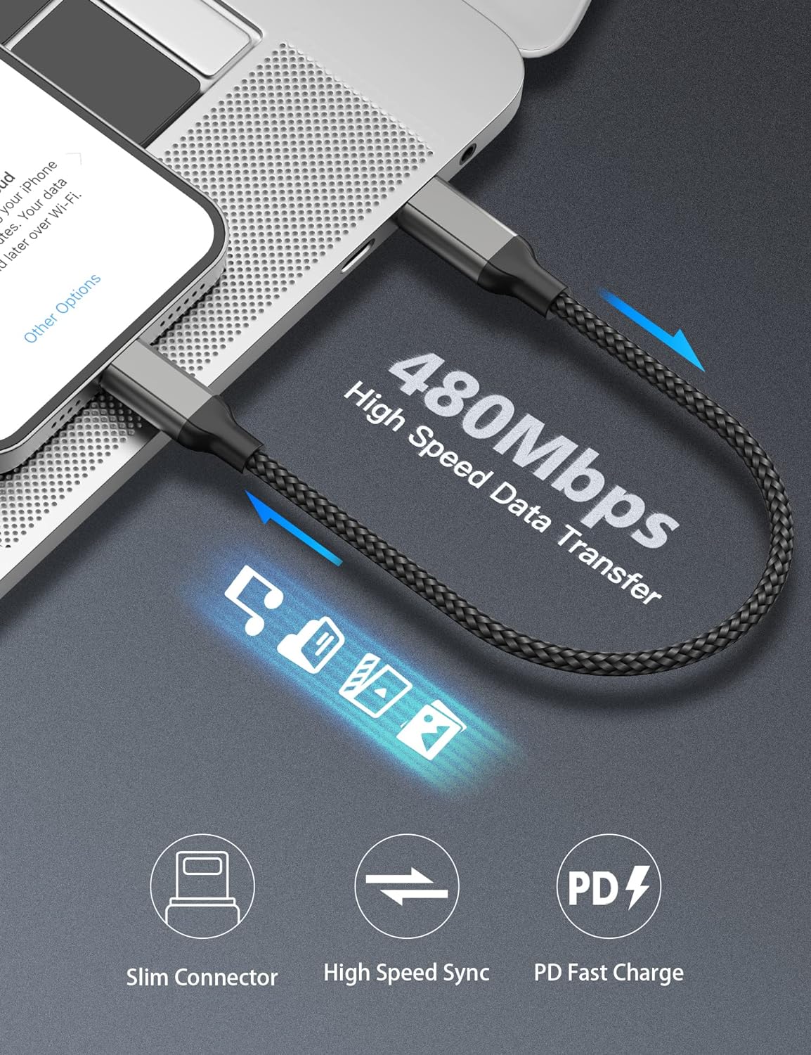 1ft USB C to Lightning Cable Short, [Apple MFi Certified] 2Pack USB C iPhone Charger PD Fast Charging, 12inch Nylon Braided Type C to Lightning Cord for iPhone 14 13 12 11 Pro Max Mini XR XS 8 SE iPad