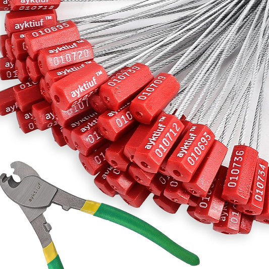 1200 Pieces Security Cable Seals, Metal Number security tags for Truck, Trailers, Cargo, Containers, Vans, Oil Tank, Milk Vehicle (Red, 1200 Pack)