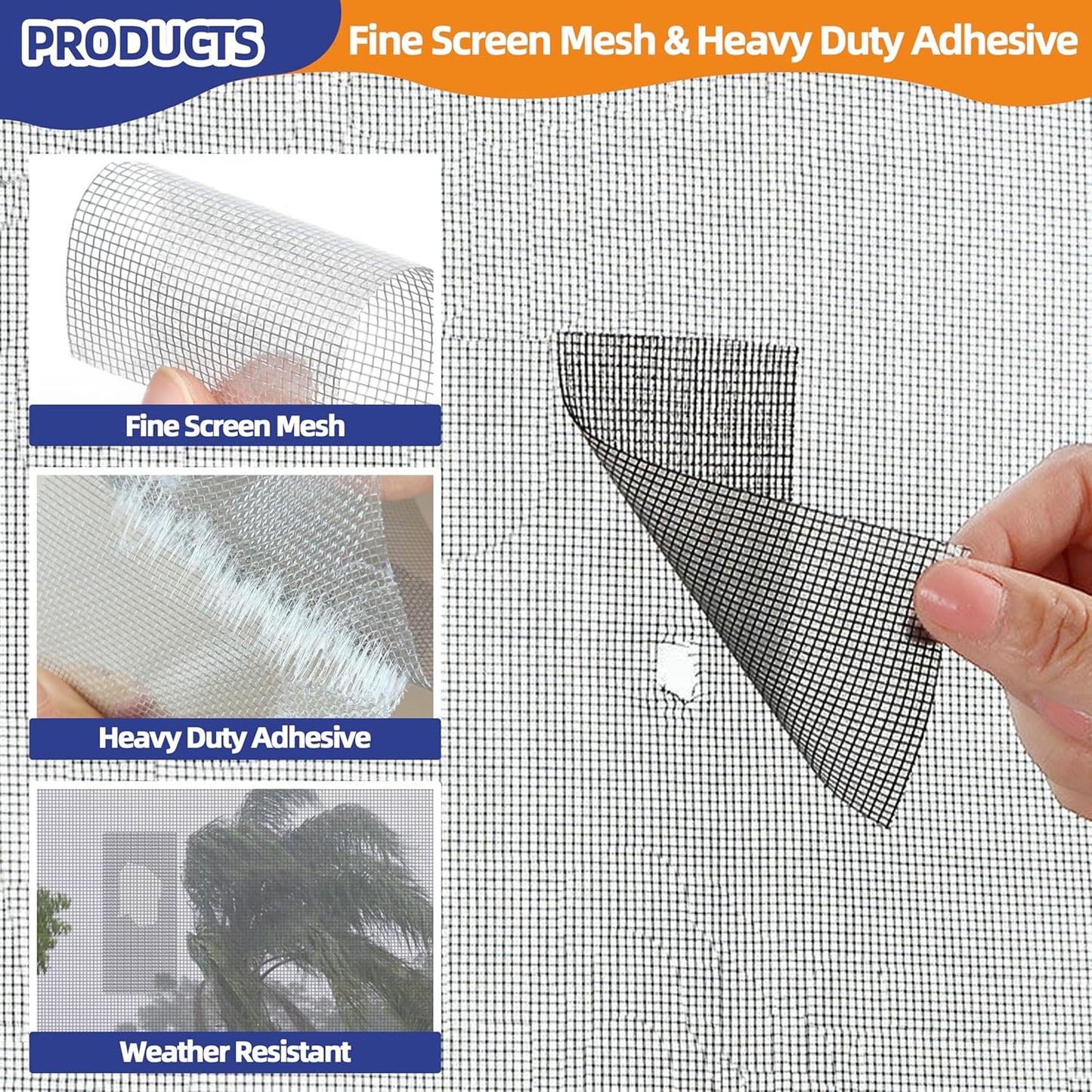 KING MOUNTAIN Grey Window Screen Repair Tape,3inX15FT Heavy Duty Screen Repair Kit for Window Screen and Screen Door Tears Holes,Strong Adhesive & Waterproof Window Screen Patch, Weather Resistant