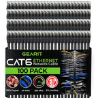 GEARit Cat 6 Ethernet Cable Pack - 100-Pack 0.5 ft Cat6 Ethernet Patch Cables | RJ45 Network Patch Cable, 10 Gbps Snagless Gold-Plated Connectors - Ethernet Cable Cat 6 for PC, TV, Router - Black