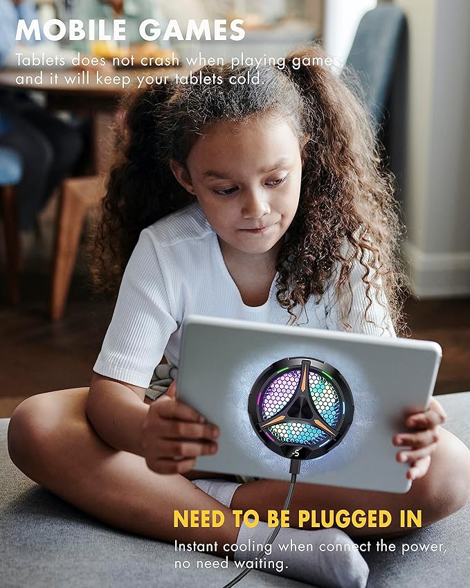 iPad Cooler,Magnetic Tablet Cooler for ipad/surface pro/Samsung Tab,Compatible for Steam Deck,Universal Radiator with Temperature Display for Mobile Gaming,Tiktok Live Streaming