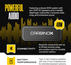 CARBINOX Portable Bluetooth Speaker with IPX7 Waterproof, Type-C Fast Charging, 3D Surround Sound, 18m Range, Black