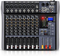 Pro DJ Mixer 8-Channel Audio Console - Bluetooth/USB Streaming, 48V Phantom Power, 3-Band EQ for Live Stage, Recording Studio & Karaoke Systems (CT-8)