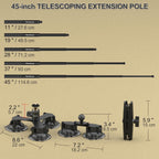 MINIFOCUS Suction Car Mount for Insta360 X5, X4, X3, 5 in 1 Suction Cup Camera Mount Kit with 2in1 Extension Pole, Compatible with Insta360 GoPro Action Camera(Includes 45inch Invisible Selfie Stick)