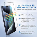 Deppa |2 Pack| Anti-Blue Light Screen Protector for iPhone 15 Pro (6.1') | Scratch Resistant Tempered Glass | 3D Edge to Edge Coverage | Easy Installation Kit | Eye Safeguard TÜV Certified