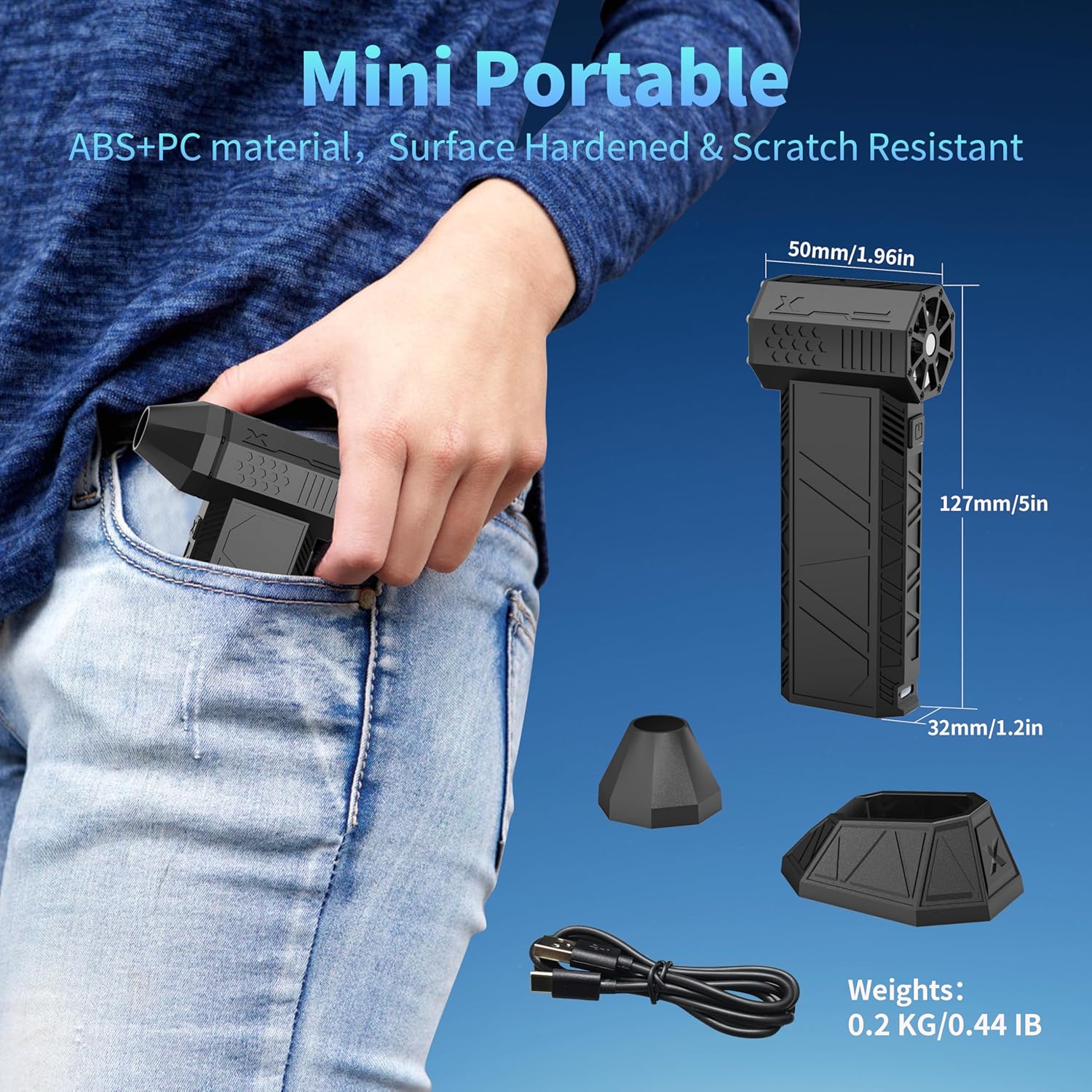 BlueBark Compressed Air Duster, 13,000 Rpm Air Duster, Replacement Of Compressed Can, Four Wind Speeds & Aviation Grade Alloy Fan Blade, Gifts For Men, For Car Accessories, Keyboard Cleaning