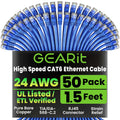 GEARit Cat 6 Ethernet Cable Pack - 50-Pack 1.5 ft Cat6 Ethernet Patch Cables | RJ45 Network Patch Cable, 10 Gbps Snagless Gold-Plated Connectors - Ethernet Cable Cat 6 for PC, TV, Router - Blue